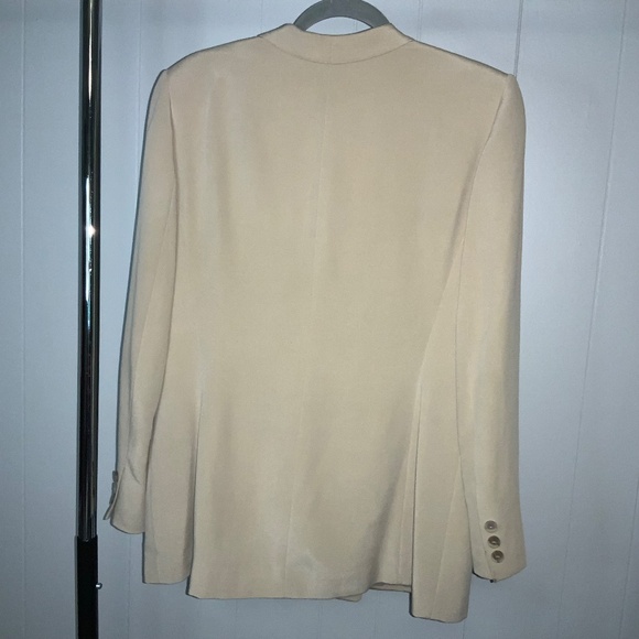 Liz Claiborne cream silk double breasted jacket Sz 10 Lagenlook tuxedo collar - Picture 4 of 5